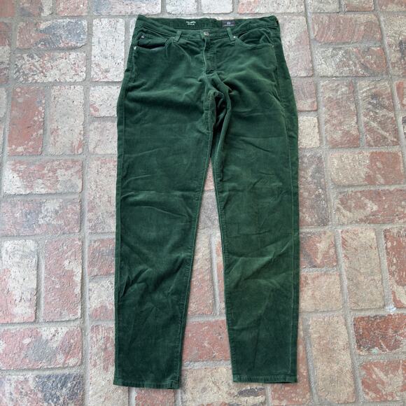 AG Adriano Goldschmied Green Corduroy Skinny Pants The Prima Cigarette Leg 29R - Picture 1 of 8